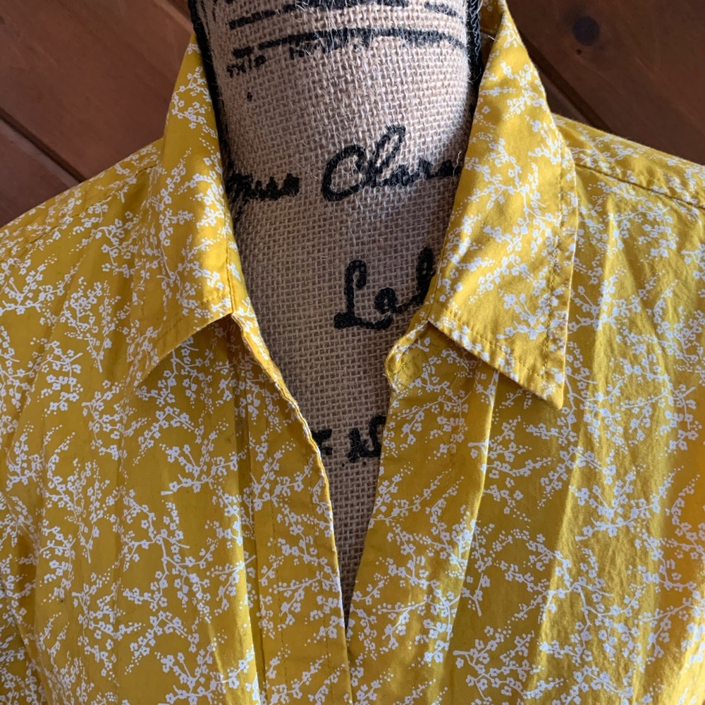 Gap Yellow Flowered Button Down Shirt - image 2